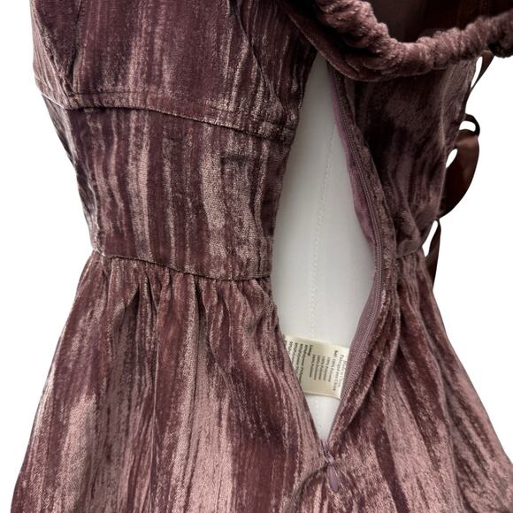 Romantic Peplum Velvet Fitted Top Puff Sleeve Plum Size XS Sweetheart Neck Fairy - Picture 5 of 7